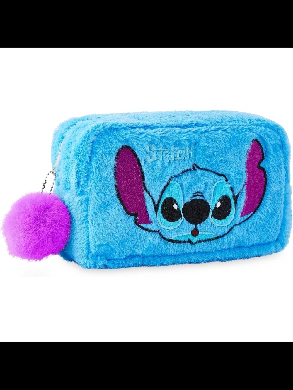 Stitch Plush Case/Bag with Purple Pom Pom